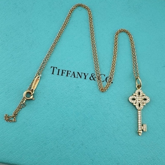 Tiffany & Co. Diamond Mini Victoria Key Necklace 18k Rose Gold 16" - Picture 7 of 7